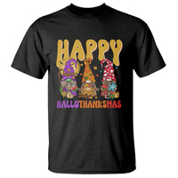 Hallothanksmas T Shirt Halloween Thanksgiving Christmas Happy HalloThanksMas Gnomes - Wonder Print Shop