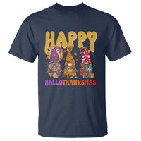 Hallothanksmas T Shirt Halloween Thanksgiving Christmas Happy HalloThanksMas Gnomes - Wonder Print Shop