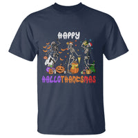 Hallothanksmas T Shirt Halloween Thanksgiving Christmas HalloThanksMas Skeleton - Wonder Print Shop