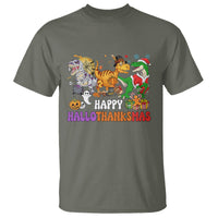 Hallothanksmas T Shirt Halloween Thanksgiving Christmas HalloThanksMas Dinosaur - Wonder Print Shop