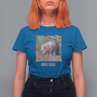 Baby Hippo Moo Deng T Shirt For Women Cute Pygmy Hippopotamus In Thai - Wonder Print Shop