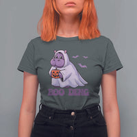 Baby Hippo Moo Deng T Shirt For Women Boo-deng Halloween Cute Pygmy Hippopotamus - Wonder Print Shop