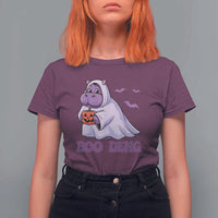 Baby Hippo Moo Deng T Shirt For Women Boo-deng Halloween Cute Pygmy Hippopotamus - Wonder Print Shop