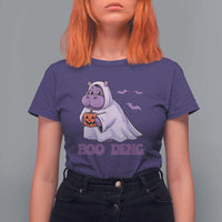 Baby Hippo Moo Deng T Shirt For Women Boo-deng Halloween Cute Pygmy Hippopotamus - Wonder Print Shop