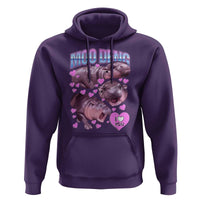 Baby Hippo Moo Deng Hoodie I Love Moo-Deng I Heart You Cute Pygmy Hippopotamus - Wonder Print Shop
