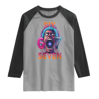 Mason 67 Chaos Edition Raglan Shirt Psychedelic Screaming Six Seven Meme - Wonder Print Shop