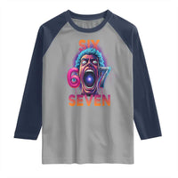 Mason 67 Chaos Edition Raglan Shirt Psychedelic Screaming Six Seven Meme - Wonder Print Shop