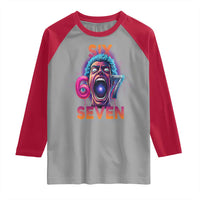 Mason 67 Chaos Edition Raglan Shirt Psychedelic Screaming Six Seven Meme - Wonder Print Shop