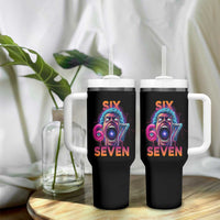 Mason 67 Chaos Edition Tumbler With Handle Psychedelic Screaming Six Seven Meme - Wonder Print Shop