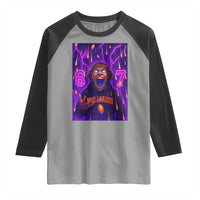 Mason 67 Meme Graphic Raglan Shirt Glowing Eyes Devil Edit 6 7 Viral Six Seven Scream - Wonder Print Shop