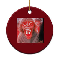 67 Mason Kid Glitchcore Graphic Ceramic Ornament Screaming Boy Six Seven Viral Meme Devil Edit - Wonder Print Shop