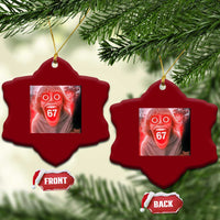 67 Mason Kid Glitchcore Graphic Ceramic Ornament Screaming Boy Six Seven Viral Meme Devil Edit - Wonder Print Shop