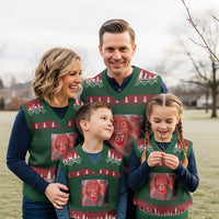 67 Mason Kid Glitchcore Graphic V-Neck Knit Sweater Vest Screaming Boy Six Seven Viral Meme Devil Edit - Wonder Print Shop