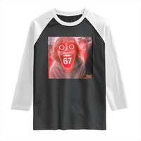 67 Mason Kid Glitchcore Graphic Raglan Shirt Screaming Boy Six Seven Viral Meme Devil Edit - Wonder Print Shop
