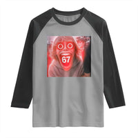 67 Mason Kid Glitchcore Graphic Raglan Shirt Screaming Boy Six Seven Viral Meme Devil Edit - Wonder Print Shop