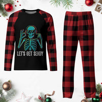 Lets Get Sendy Skeleton Plaid Pajama Set Full Send Vibes Glowcore - Wonder Print Shop