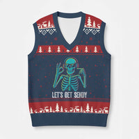 Lets Get Sendy Skeleton V-Neck Knit Sweater Vest Full Send Vibes Glowcore - Wonder Print Shop