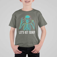 Lets Get Sendy Skeleton T Shirt For Kid Full Send Vibes Glowcore - Wonder Print Shop