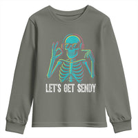 Lets Get Sendy Skeleton Youth Sweatshirt Full Send Vibes Glowcore - Wonder Print Shop