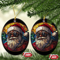 African American Santa Stained Glass Effect Printed Christmas Ornament Melanin Claus Festive Xmas Tree Decor - Wonder Print Shop