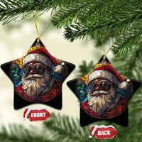 African American Santa Stained Glass Effect Printed Christmas Ornament Melanin Claus Festive Xmas Tree Decor - Wonder Print Shop