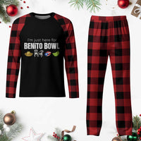 I'm Just Here for the Benito Bowl Funny Puerto Rican Game Day Plaid Pajama Set Plantains Chairs and Flag Music Fans