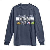 I'm Just Here for the Benito Bowl Funny Puerto Rican Game Day Long Sleeve Shirt Plantains Chairs and Flag Music Fans