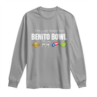I'm Just Here for the Benito Bowl Funny Puerto Rican Game Day Long Sleeve Shirt Plantains Chairs and Flag Music Fans