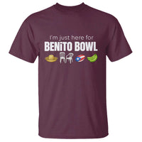 I'm Just Here for the Benito Bowl Funny Puerto Rican Game Day T Shirt Plantains Chairs and Flag Music Fans
