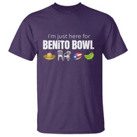 I'm Just Here for the Benito Bowl Funny Puerto Rican Game Day T Shirt Plantains Chairs and Flag Music Fans