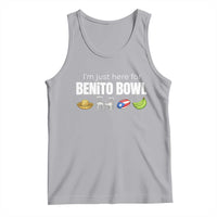 I'm Just Here for the Benito Bowl Funny Puerto Rican Game Day Tank Top Plantains Chairs and Flag Music Fans