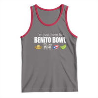 I'm Just Here for the Benito Bowl Funny Puerto Rican Game Day Tank Top Plantains Chairs and Flag Music Fans