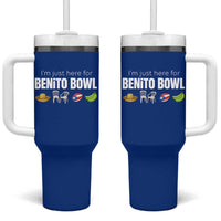 I'm Just Here for the Benito Bowl Funny Puerto Rican Game Day Tumbler With Handle Plantains Chairs and Flag Music Fans