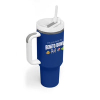 I'm Just Here for the Benito Bowl Funny Puerto Rican Game Day Tumbler With Handle Plantains Chairs and Flag Music Fans