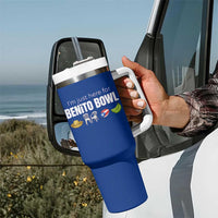 I'm Just Here for the Benito Bowl Funny Puerto Rican Game Day Tumbler With Handle Plantains Chairs and Flag Music Fans