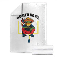 Benito Bowl Coquí Frog Football Throw Blanket Funny Puerto Rico Flag Game Day Music Fans