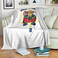 Benito Bowl Coquí Frog Football Throw Blanket Funny Puerto Rico Flag Game Day Music Fans