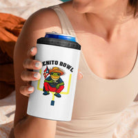 Benito Bowl Coquí Frog Football 4 in 1 Can Cooler Tumbler Funny Puerto Rico Flag Game Day Music Fans