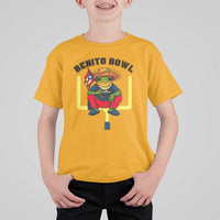 Benito Bowl Coquí Frog Football T Shirt For Kid Funny Puerto Rico Flag Game Day Music Fans