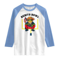 Benito Bowl Coquí Frog Football Raglan Shirt Funny Puerto Rico Flag Game Day Music Fans