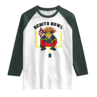 Benito Bowl Coquí Frog Football Raglan Shirt Funny Puerto Rico Flag Game Day Music Fans