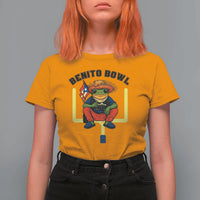 Benito Bowl Coquí Frog Football T Shirt For Women Funny Puerto Rico Flag Game Day Music Fans