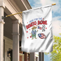 Here for the Benito Bowl 2026 Coquí Frog Garden Flag Puerto Rican Funny Football Music Fans