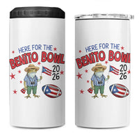 Here for the Benito Bowl 2026 Coquí Frog 4 in 1 Can Cooler Tumbler Puerto Rican Funny Football Music Fans