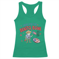 Here for the Benito Bowl 2026 Coquí Frog Racerback Tank Top Puerto Rican Funny Football Music Fans