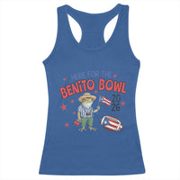 Here for the Benito Bowl 2026 Coquí Frog Racerback Tank Top Puerto Rican Funny Football Music Fans