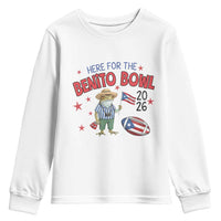 Here for the Benito Bowl 2026 Coquí Frog Youth Sweatshirt Puerto Rican Funny Football Music Fans