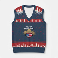 Here for the Benito Bowl Straw Hat V-Neck Knit Sweater Vest Puerto Rico Flag Football Music Fans