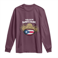 Here for the Benito Bowl Straw Hat Long Sleeve Shirt Puerto Rico Flag Football Music Fans