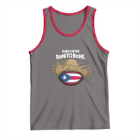 Here for the Benito Bowl Straw Hat Tank Top Puerto Rico Flag Football Music Fans